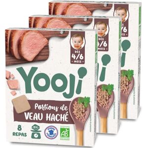 Yooji - Portions de poulet haché français bio dès 6 mois - Pour 24 repas  bébé - Lot 3 x80g