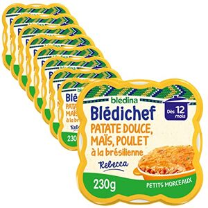 Blédina Blédichef Repas bébé Purée de Patates Douces & Maïs Poulet à la Brésilienne Inspiré du Monde Dès 12 mois 9 assiettes de 250g - Publicité