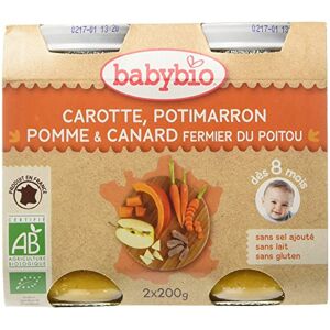Babybio Pots Carotte Potimarron Pomme/Canard Fermier du Poitou 400 g - Publicité