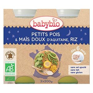 Babybio Menu du soir : Petits pois-Maïs-Riz 2x200g - Publicité