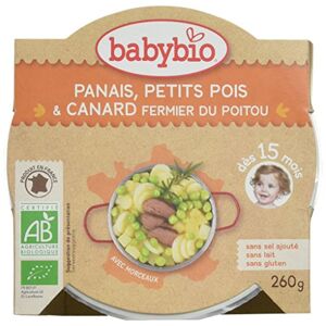 Babybio Assiette Panais Petits Pois/Canard Fermier du Poitou 15+ Mois 260 g - Publicité