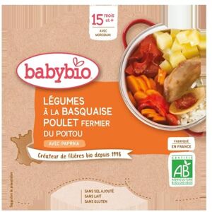 Babybio Assiette Légumes à la Basquaise/Poulet Fermier du Poitou 15+ Mois 260 g - Publicité