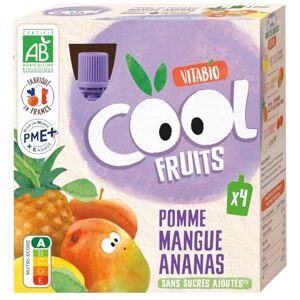 Vitabio Cool Gourdes Fruits Pomme Mangue Ananas 4x90 g Compote BIO - Publicité