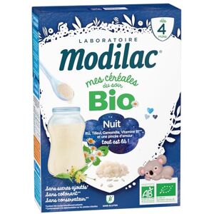 MODILAC Céréales Bio Nuit Sans Sucres Ajoutés, Sans Huile de Palme Idéal pour la Diversification de l'Alimentation Dès 4 Mois Lot de 7x250g - Publicité