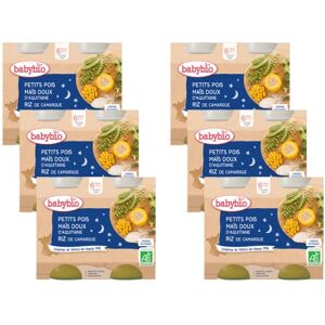 Babybio Bonne Nuit Petits Pots Petits Pois Maïs Doux d'Aquitaine Riz 2x200g 6+ Mois BIO Lot de 6 - Publicité