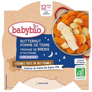 Babybio Bonne Nuit Pomme de terre Rouge de notre Ferme Fromage Brebis à la Muscade 12+ mois - Publicité