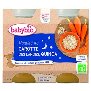 Babybio Bonne Nuit Petits Pots Mouliné de Carotte des Landes Quinoa 2x200 g 8+ Mois BIO - Publicité