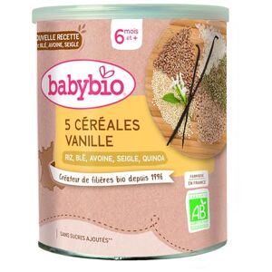 Babybio Céréales Vanille avec riz, blé, avoine, seigle, quinoa, Bio 220 g 6+ Mois BIO - Publicité