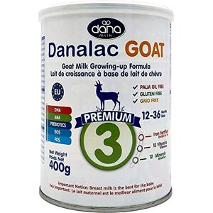 Danalac PREMIUM Lait de croissance pour bébé à base de lait de Chèvre 3ème âge pour jeunes enfants et nourrissons de 1 à 3 ans Formule EU-2020 (400 g Lot de 12) - Publicité