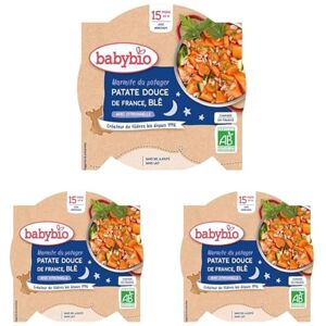 Babybio Bonne Nuit Assiette Marmitte du Potager Patate Douce Blé 15+ Mois 260 g (Lot de 3) - Publicité