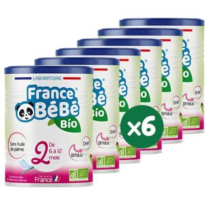 FRANCE BéBé BIO Lait infantile de suite bébé 2ème âge en poudre Lait fabriqué en France 13 Vitamines 12 Minéraux Pack 6 boîtes de 400g - Publicité