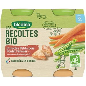 Blédina Les Récoltes Bio Carottes Petits Pois Poulet dès 6 mois 2 x 200 g - Publicité