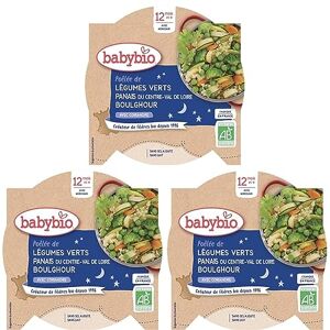 Babybio Poêlée de Légumes Verts, Panais du Val de Loire, Boulghour avec Coriandre Bio 230 g (Lot de 3) - Publicité