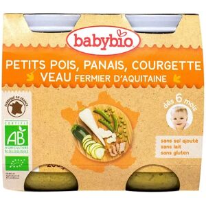 Babybio Petits Pots Menu Petits Pois Panais Courgette & Veau Bio dès 6 Mois 2x200g - Publicité