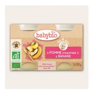 Babybio Petits Pots Pomme Banane Bio dès 4 mois 2x130g - Publicité