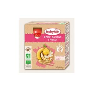 Babybio Mes Fruits Gourde Poire Banane Millet Bio 6 mois 4 x 90 g - Publicité