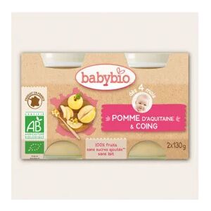 Babybio Petits Pots Pomme Coing Bio dès 4 mois 2x130g - Publicité