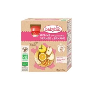 BabyBio Pomme Orange Orange Banane Bio 4x90 g - Publicité