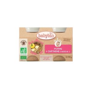 Babybio Petits Pots dès 6 mois Pots Pomme Chataigne 2x130 Grammes - Publicité