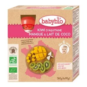 Babybio Kiwi D'Aquitaine Mangue & Lait de Coco 4x90g - Publicité