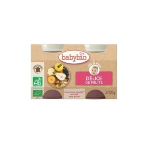 Babybio Petits Pots Délice de Fruits Bio dès 4 mois 2x130g - Publicité