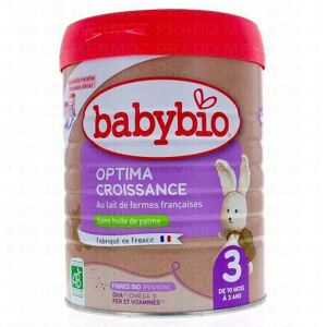 BABYBIO Lait infantile Optima croissance 3ème age 10mois-3ans bio 800g - Publicité