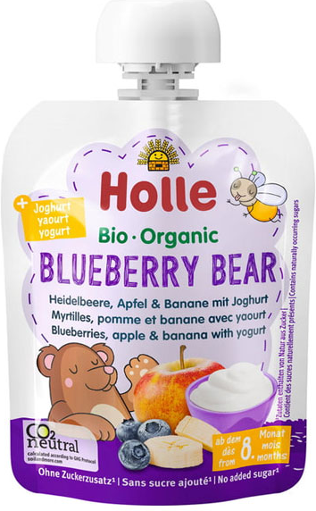 Holle Gourde Yaourt Blueberry Bear Myrtille +8m Bio 85g