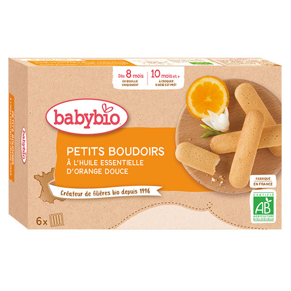 Babybio Boudoirs à l'Huile Essentielle d'Orange Douce +8m Bio 120g