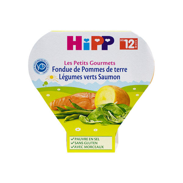 Hipp Bio Les Petits Gourmets Assiette Fondue Pommes de Terre Légumes Verts Saumon +12m 230g
