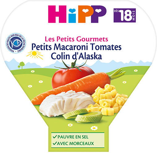 Hipp Bio Les Petits Gourmets Assiette Petits Macaroni Tomates Colin d'Alaska +18m 260g