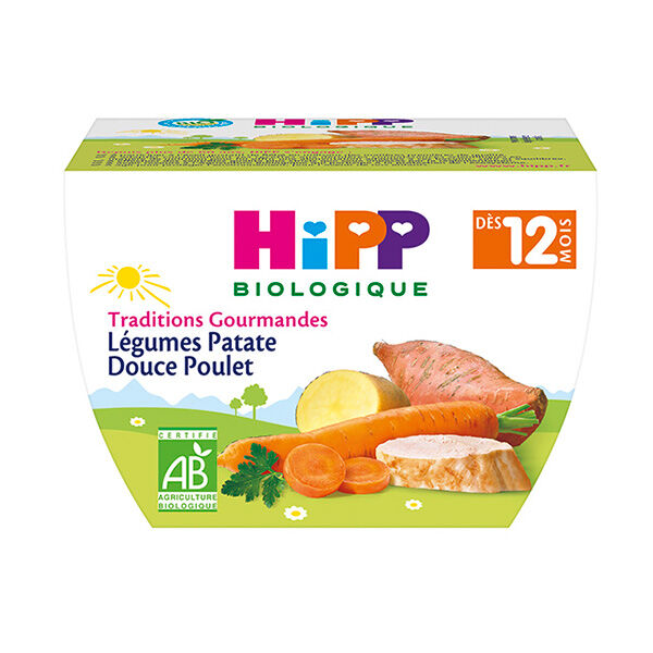 Hipp Bio Traditions Gourmandes Bol Légumes Patate Douce Poulet +12m 220g