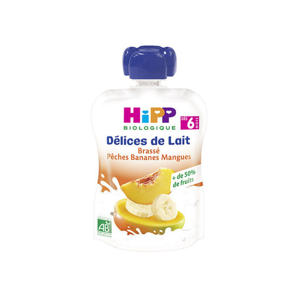 Hipp Bio Délices de Lait Brassé Pêches Bananes Mangues +6m 90g