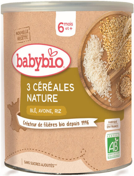 Babybio Mes Céréales Pot Nature Blé Avoine Riz +6m Bio 220g