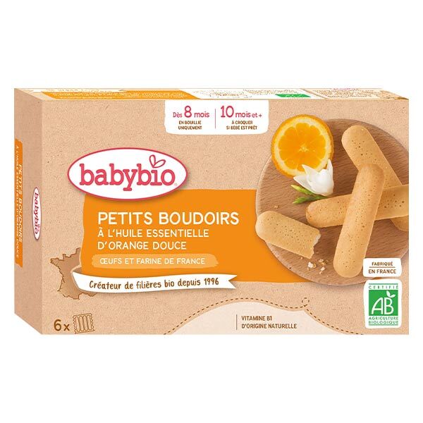 Babybio Mes Petits Biscuits Boudoirs à l'Huile Essentielle d'Orange Douce +8m Bio 120g