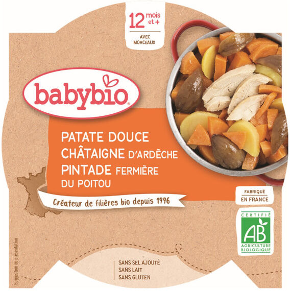 Babybio Menu du Jour Assiette Patate Douce Châtaigne Pintade +12m Bio 230g