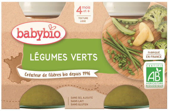 Babybio Mes Légumes Pot Légumes Verts +4m Bio 2 x 130g