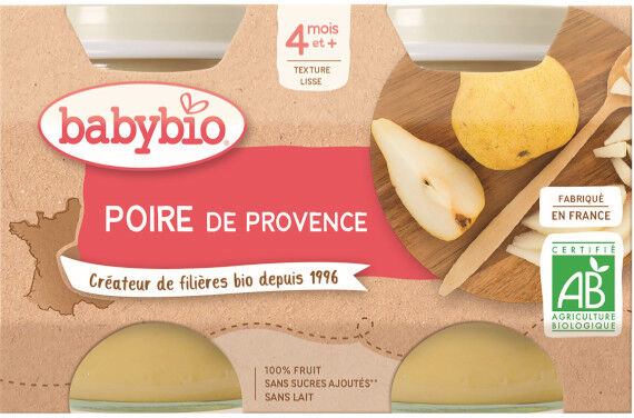 Babybio Mes Fruits Pot Poire de Provence +4m Bio 2 x 130g