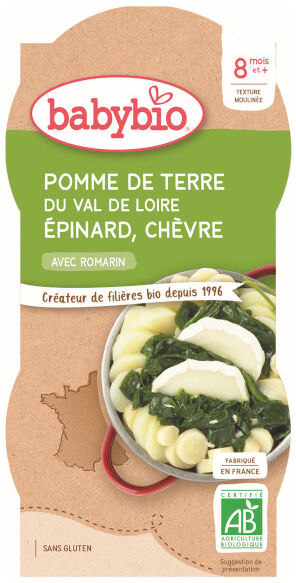 Babybio Mes Légumes Bol Trio Pomme de Terre Epinard Chèvre +8m Bio 2 x 200g