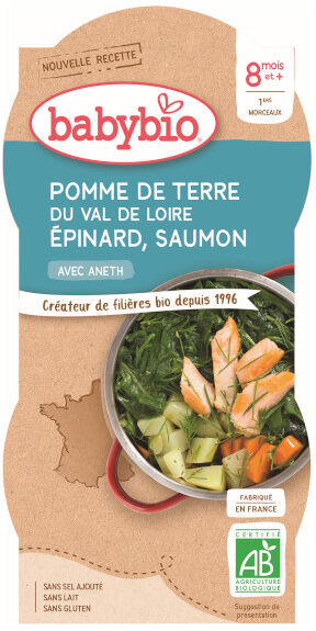 Babybio Menu du Jour Bol Pomme de Terre Epinard Saumon Aneth +8m Bio 2 x 200g