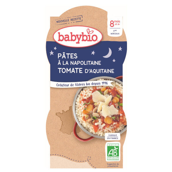 Babybio Bonne Nuit Bol Pâtes Napolitaine +8m Bio 2 x 200g