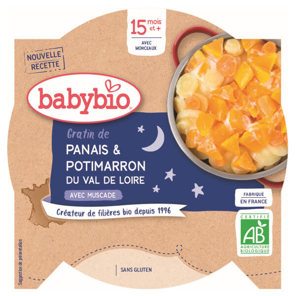 Babybio Bonne Nuit Assiette Gratin Panais Potimarron +15m Bio 260g