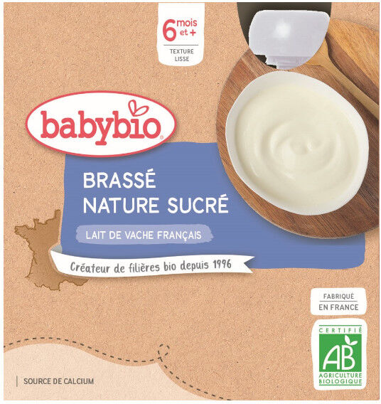 Babybio Mes Brassés Gourde Lactée Nature Sucré +6m Bio 4 x 85g