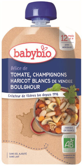 Babybio Bonne Nuit Gourde Légumes Tomate Champignon Haricots Blancs Boulghour +12m Bio 180g