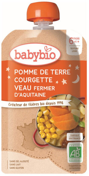 Babybio Menu du Jour Gourde Pomme de Terre Courgette Veau +6m Bio 120g