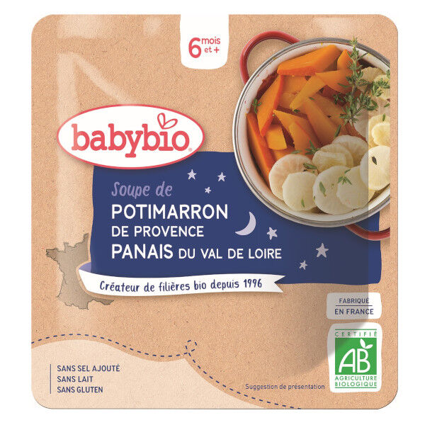 Babybio Bonne Nuit Sachet Soupe Potimarron Panais +6m Bio 190g