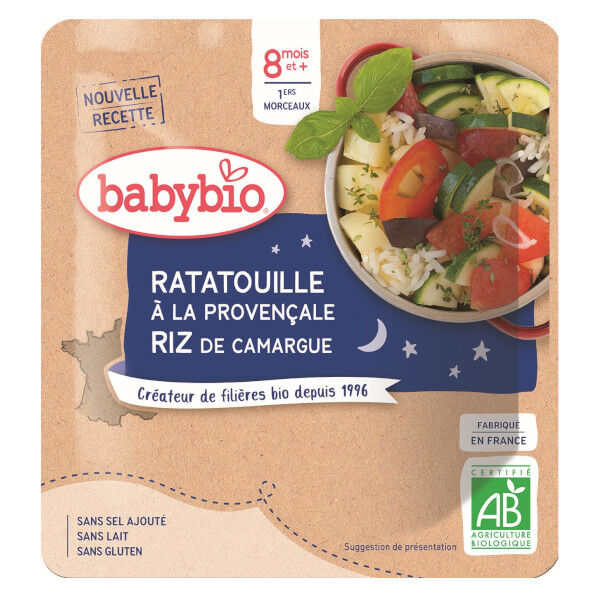 Babybio Bonne Nuit Sachet Ratatouille Provençale Riz +8m Bio 190g