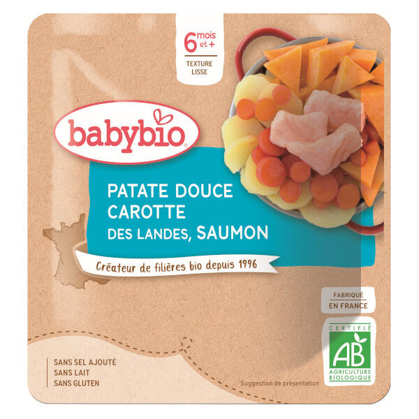 Babybio Menu du Jour Sachet Patate Douce Carotte Saumon +6m Bio 190g