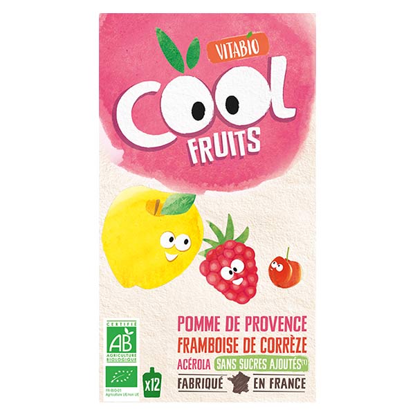 Vitabio Cool Fruits Pomme Framboise Acérola Bio Lot de 12 x 90g
