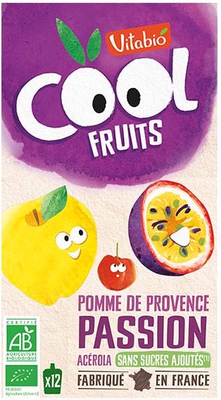 Vitabio Cool Fruits Pomme Passion Acérola Bio Lot de 12 x 90g