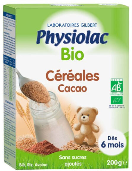 Physiolac Bio Céréales Cacao Blé Riz Avoine 200g